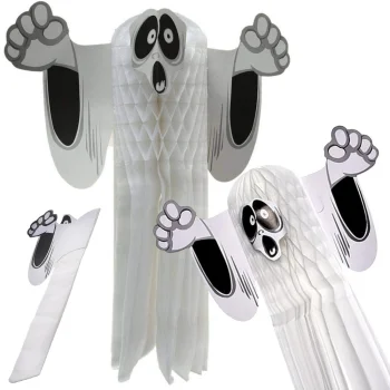 3D papīra spoks Halloween dekorācija, saliekams, balts