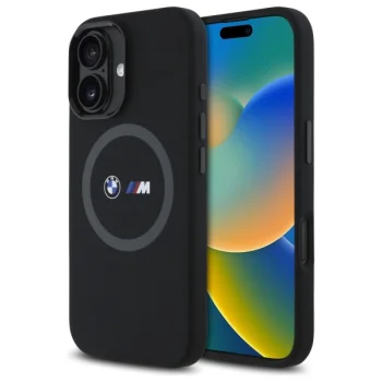 BMW iPhone 16 vāciņš M Silicone Printed Ring MagSafe, melns