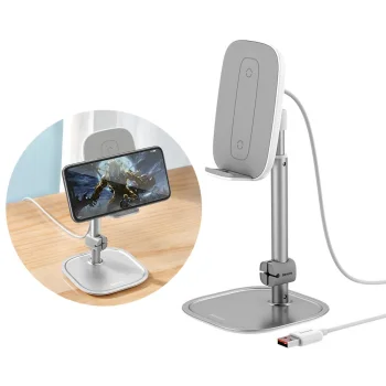 Baseus Telefona Planšetes Galda Statīvs Turētājs ar Bezvadu Lādētāju 15W | Desktop Phone Holder Stand Wireless...