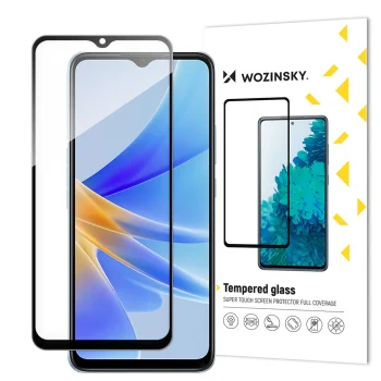 Wozinsky Full Glue rūdīts aizsargstikls Oppo A17 tālrunim, 9H, ar melnu rāmi