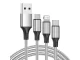 3-in-1 USB kabelis tālrunim (Lightning, Micro USB, Type-C), 1.2m, sudrabains