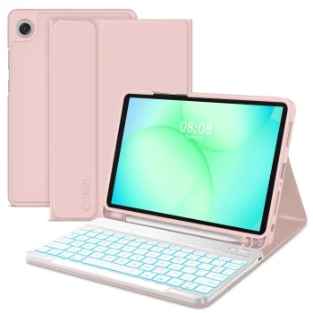 Tech-Protect SC Pen atverams vāciņš Samsung Galaxy Tab A9+ 11.0 ar tastatūru, rozā