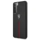 Ferrari Samsung Galaxy S21+ vāciņš Off Track Leather Nylon Stripe, melns