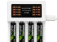 Maxday C704B3 AA/AAA akumulatoru lādētājs, USB-C, LCD, balts