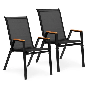 2 Dārza Krēslu Komplekts MultiGarden Terasēm un Balkoniem, Melns