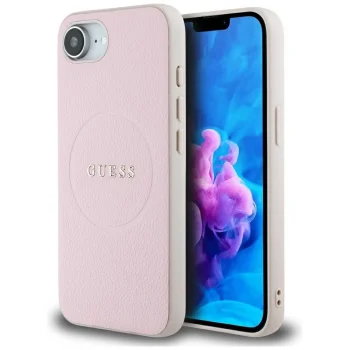 Guess Grained Ring MagSafe vāciņš Apple iPhone 16e, Rozā
