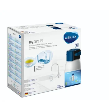 Ūdens filtrēšanas sistēma Brita mypure P1 ar papildu jaucējkrānu un P 1000 filtru, sudraba