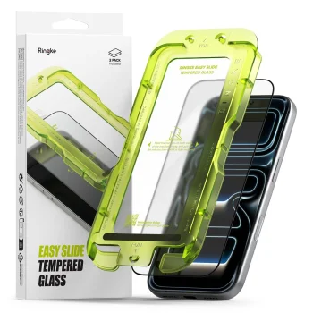 Ringke Easy Slide aizsargstikls iPhone 17 Pro (2 gab.) - melns
