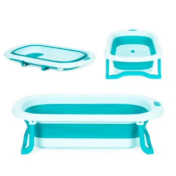 ECOTOYS saliekamā bērnu vanniņa ar temperatūras korķi, zila