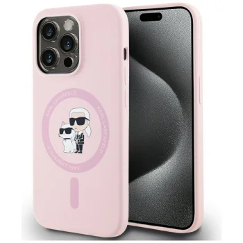 Karl Lagerfeld Silicone KC Body Ring MagSafe vāciņš priekš iPhone 14 Pro Max, rozā
