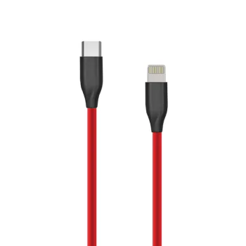 Extra Digital USB-C uz Lightning silikona kabelis, 2m, sarkans