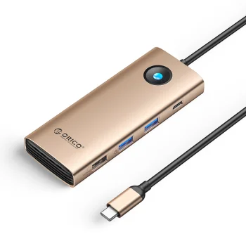 Dokstacija Orico PW11 8in1 USB-C HDMI 4K VGA RJ45 PD 100W, rozā zelta