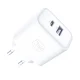 Sienas lādētājs 3mk DualCharge 20W USB-C USB-A PD3.0 QC 3.0 PPS, balts