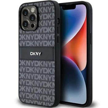 DKNY iPhone 14 Pro vāciņš Mono Stripe & Metal Logo, melns
