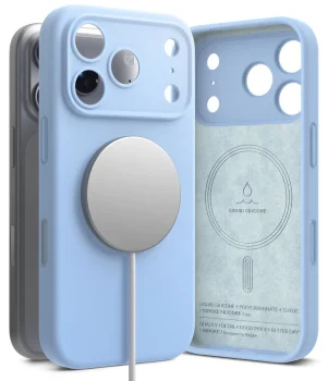 Vāciņš Ringke Silicone MagSafe priekš iPhone 18 Pro Max, gaiši zils