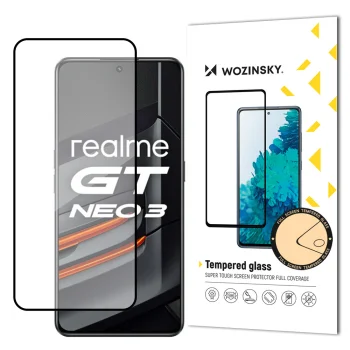 Aizsargstikls Wozinsky Realme GT Neo 3 Full Glue ar rāmi, melns