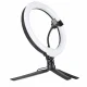 LED RGB gredzenveida lampa 10\" ar statīvu, tālruņa turētāju un Bluetooth pulti