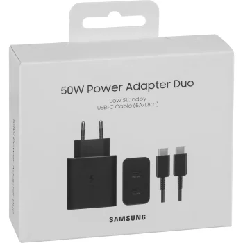 Samsung Power Adapter Duo EP-T5020XBEGEU tīkla lādētājs 2x USB-C 50W, melns