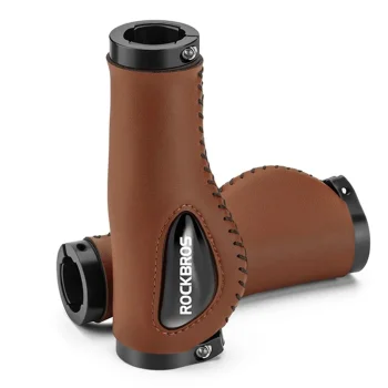 Rockbros 40720001002 velosipēda stūres rokturi, eko āda, brūni