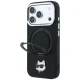 Karl Lagerfeld Ring Stand 360 Choupette Head Pin MagSafe vāciņš iPhone 18 Pro / 17 Pro, melns