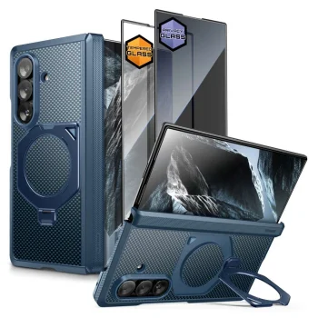 Supcase UB Aero MagSafe vāciņš ar stikliem priekš Samsung Galaxy Z Fold 8 Ultra, zils