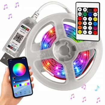 Elastīga RGB IC neona LED lenta, 5 m, Bluetooth, lietotne, USB