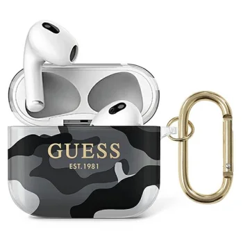 Guess Camouflage maciņš Apple AirPods 3 austiņām GUA3UCAMG, melns