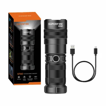 Superfire GT60 kabatas lukturis 2600lm USB-C melns