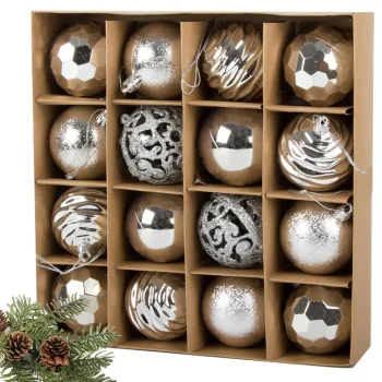 Ziemassvētku eglītes bumbas 6cm plastmasas 16 gab. sudraba