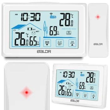 Baldr BD-910 bezvadu meteoroloģiskā stacija ar displeju, balta