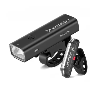 Velosipēda lukturu komplekts Wozinsky WSBLB2 USB-C 400 lm, melns