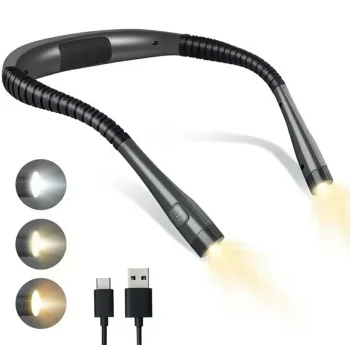 LED lasīšanas lampiņa kaklam, melna