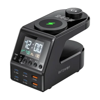 Modinātājs ar uzlādes staciju Blitzwolf BW-FW10, 240W, melns