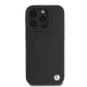 BMW Signature Leather Half Textured & Circle MagSafe vāciņš priekš iPhone 16 Pro, melns