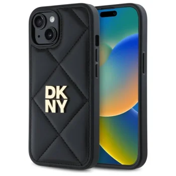 Telefona vāciņš DKNY Quilted Stack Logo priekš iPhone 14, melns