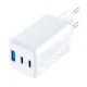 3mk Hyper GaN lādētājs 65W USB-C un USB-A, balts