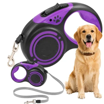 Automātiskā suņu pavada ar fiksatoru, 5 m (līdz 15 kg), violeta
