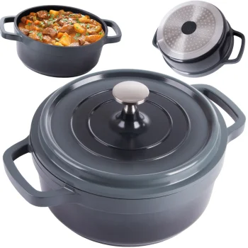 Sautējamais katls ar vāku 2 l, indukcijai, gāzei, non-stick, pelēks