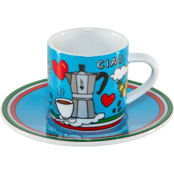 Bialetti Tazzina Ciao Italia porcelāna espresso tasīte ar apakštasīti