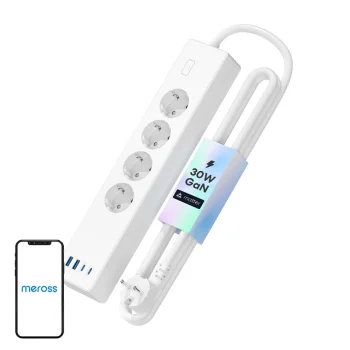 Viedais pagarinātājs Meross MSP844(EU), 4 kontaktligzdas, 2x USB-A, 2x USB-C, Matter