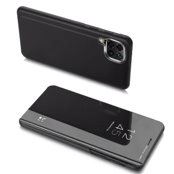 Atverams vāciņš Clear View priekš Samsung Galaxy M53 5G ar statīva funkciju, melns