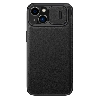Atverams vāciņš Nillkin Qin Leather Pro Case iPhone 14 Plus ar kameras vāciņu, melns