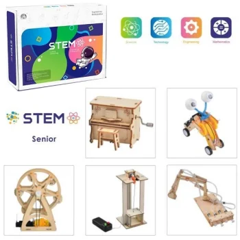 Koka konstruktors STEM 5in1 zinātnes eksperimentu komplekts