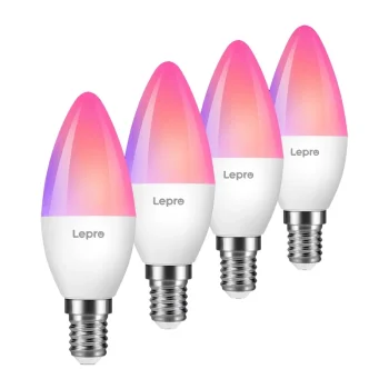 Viedā LED spuldze LEPRO BC1-EU-4 E14 C37 RGBCW Wi-Fi 4.9W 470lm, 4 gab.