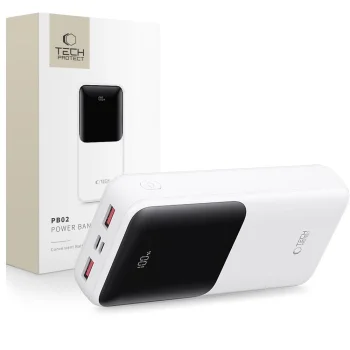 Ārējais akumulators Tech-Protect PB02 20000mAh 22.5W, balts