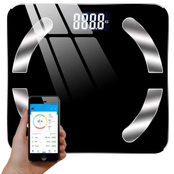 Analītiskie vannas istabas svari ar Bluetooth 180 kg, melni