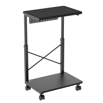 NanoRS RS430 datora paliktnis ar riteņiem un plauktu, 80kg, melns