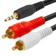 3.5mm Jack uz 2x RCA Audio Kabelis 1.5m Melns
