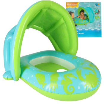 Bestway 34091 piepūšamais peldriņķis ar jumtiņu zīdaiņiem, zaļš