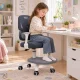 Bērnu ergonomisks rakstāmgalda krēsls ar kāju balstu, regulējams, pelēks